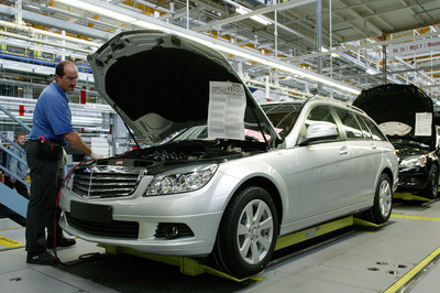 C-Klasse-Produktion im Mercedes-Benz-Werk Bremen.
