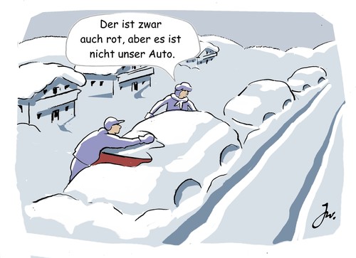 Comic: Parken im Schnee.