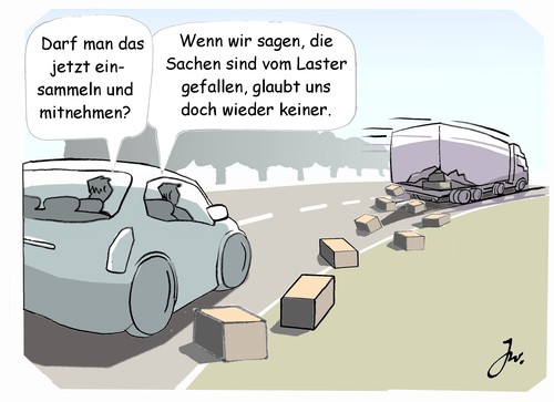 Comic "Sicherung von Ladung". 