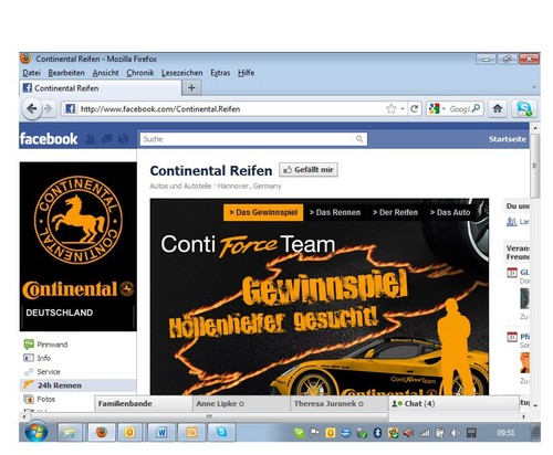 Continental Facebook Seite.