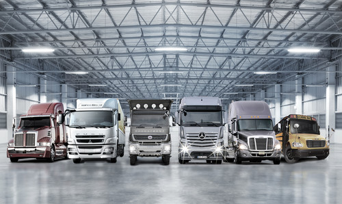 Daimler Trucks (v.l.): Western Star, Fuso, Bharatbenz, Mercedes-Benz, Freightliner und Thomas Built Buses.
