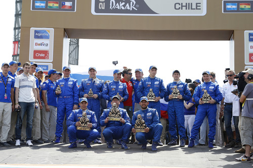 Dakar 2015: Die russische Kamaz-Mannschaft belegte alle drei Podiumsplätze.