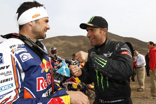 Dakar-Gewinner 2012: Die beiden Franzosen Cyril Despres (links) und Stéphane Peterhansel. 