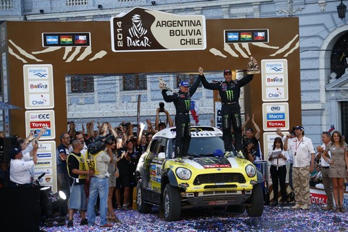 Dakar-Sieger 2014: Joan Nani Roma und Michel Périn im Mini All4 Racing.
