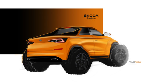 Das Azubi Car 2019 von Skoda wird ein zweitüriger Pick-up auf Basis des Kodiaq.