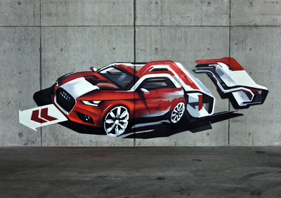 Das ist neu: Der Audi A1 als Street Art auf Beton.