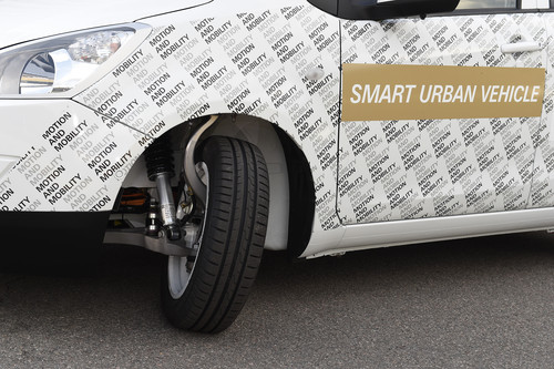 Das ZF Smart Urban Vehicle hat einen Lenkeinschlagwinkel von bis 75 Grad.