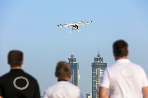Demonstrationsflug des Volocopter in Dubai. 