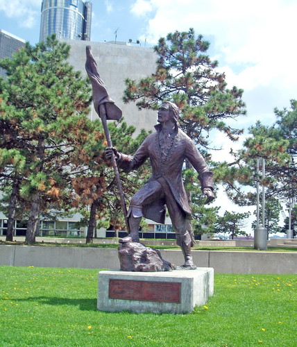 Denkmal für Stadtgründer Antoine Laumet de La Mothe, genannt Sieur de Cadillac, in Detroit.