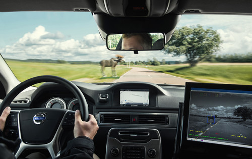 Der neue Volvo XC90 wird eine Tier-Erkennung an Bord haben: Der automatische Notbremsassistent kann Unfälle vollständig vermeiden oder zumindest die Aufprallgeschwindigkeit reduzieren. Zunächst liegt der Fokus auf großen Tieren wie zum Beispiel Elche, Rentiere und Rotwild, weil sie bei einem Zusammenstoß den größten Schaden anrichten und schwerste Verletzungen verursachen können.