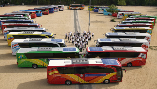 Die Busse der Daimler AG bei der Fußball-WM 2006.