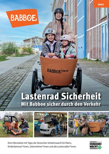 Die Deutsche Verkehrswacht und Babboe haben eine Broschüre zum sicheren Umgang mit Lastenrädern herausgegeben.