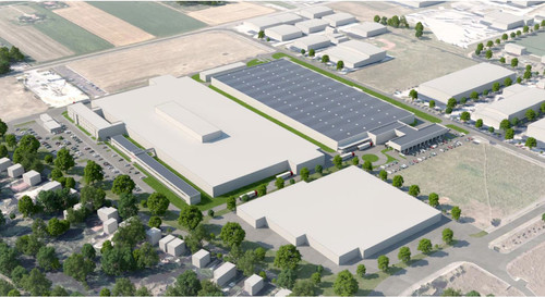 Die Fotomontage zeigt den geplanten Erweiterungsbau des Schaeffler-Werkes im ungarischen Debrecen.
