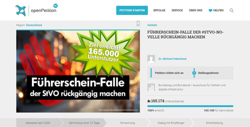 Die Online-Petition von Mobil in Deutschland.
