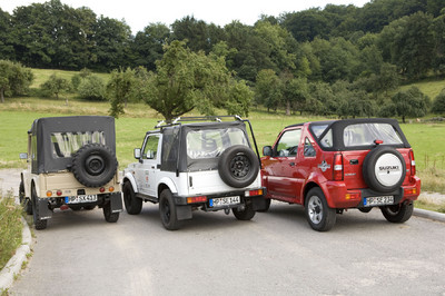Drei Generationen (von links): Suzuki LJ 80, SJ Samurai und Jimny. 