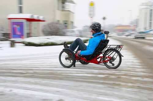 Dreirad-Liegeräder eignen sich auch gut fürs Fahren im Winter.