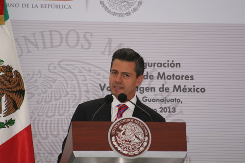 Eröffnung des VW-.Motorenwerks Silao: Mexikos Staatspräsident Enrique Pena Nieto.