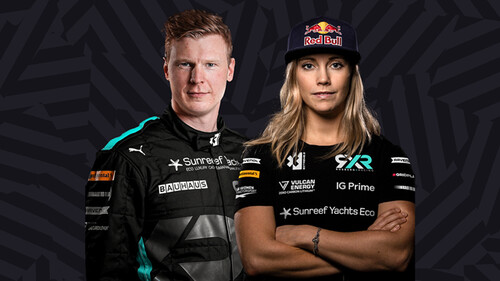 Extreme E 2022: Vorjahressieger Johan Kristoffersen von Rosberg X Racing und seine neue Teamkollegin Mikaela Ahlin-Kottulinsky.