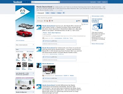Facebook-Seite für den Mazda MX-5.
