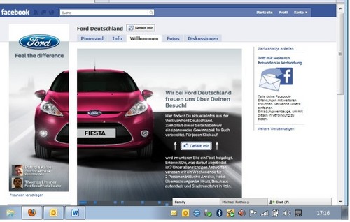 Facebook-Seite von Ford.