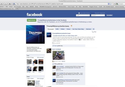 Facebook-Seite von Triumph.