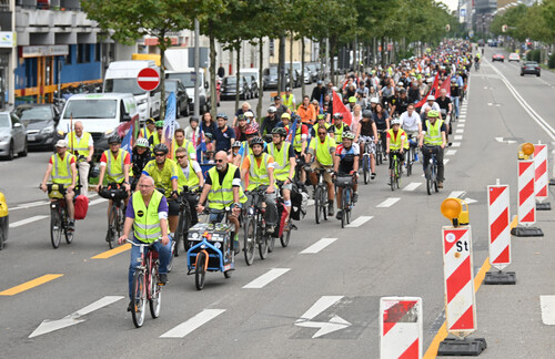 Fahrraddemo zur Mobilitätswende in München.