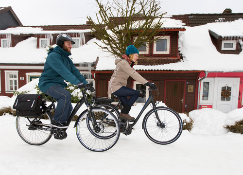 Fahrradfahren im Winter.