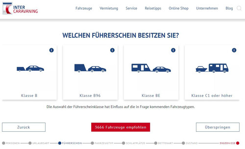 Fahrzeugbearter auf der Internetseite von Intercaravaning.