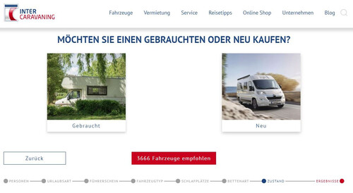 Fahrzeugbearter auf der Internetseite von Intercaravaning.