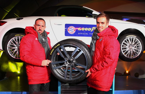 Frank Ribéry, Philipp Lahm und die anderen Spieler des FC Bayern München fahren zukünftig auf Goodyear-Reifen.