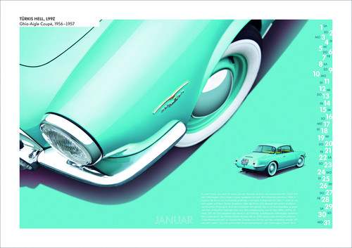 „Früher war alles bunter“: Der neue Volkswagen Classic Kalender 2011. 1956 als Einzelstück gefertigt: das Volkswagen Ghia-Aigle Coupé