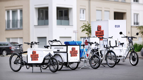 Für das Mobilitätsprojekt „Ich entlaste Städte“ stehen 17 verschiedene Lastenradmodelle zur Verfügung.