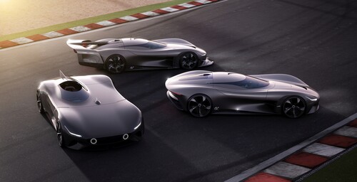 Für die virtuelle Rennwelt: Jaguar Vision Gran Turismo Roadster, SV und Coupé (von links).