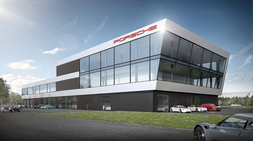 Geplantes Porsche Experience Center am Hockenheimring (Computergrafik).