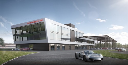 Geplantes Porsche Experience Center Hockenheimring (Computergrafik).