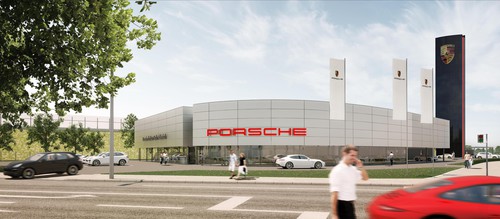 Geplantes Porsche-Zentrum Berlin-Adlershof.