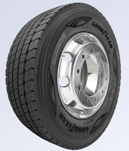 Goodyear hat einen Lkw-Reifen entwickelt, der zu 63 Prozent aus nachhaltigen Materialien besteht.