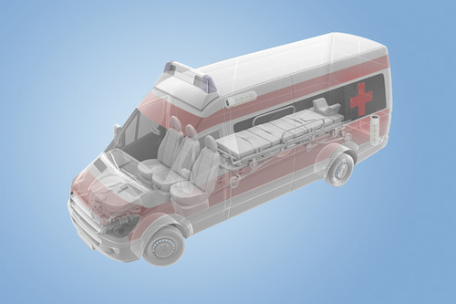 Hepa-Luftfiltertsystem im Rettungswagen.