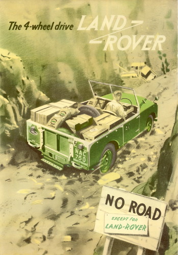 Historische Land-Rover-Werbung.