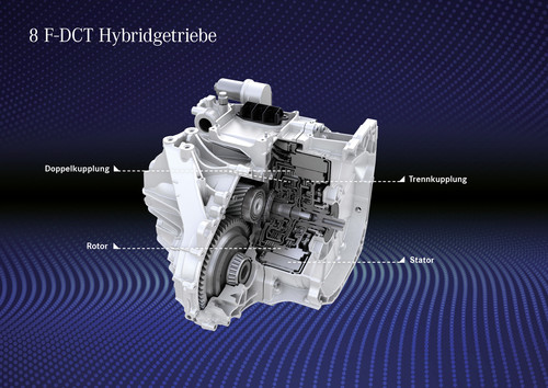 Hybrid-Doppelkupplungsgetriebe 8 F-DCT von Mercedes-Benz.