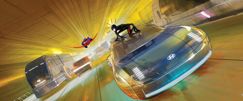 Hyundai „Flying Prophecy“ in Animationsfilm „Spider-Man: Across the Spider-Verse“. 