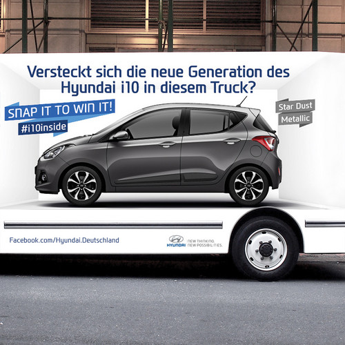 Hyundai schickt zehn Lastwagen durch Frankfurt: In einem steckt als Gewinn ein i10.