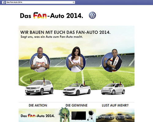 Im Vorfeld der Fußball-WM in Brasilien sucht Volkswagen mit den beiden Fernsehmoderatoren Fernanda Brandao und Frank Buschmann sowie Youtube-Comedian Simon Desue „Das Fan-Auto 2014". 