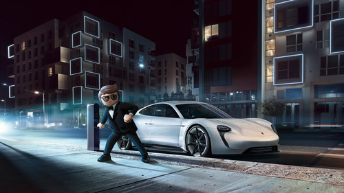 In „Playmobil – Der Film“ fährt die Figur des Geheimagenten Rex Dasher einen weißen Porsche Mission E.