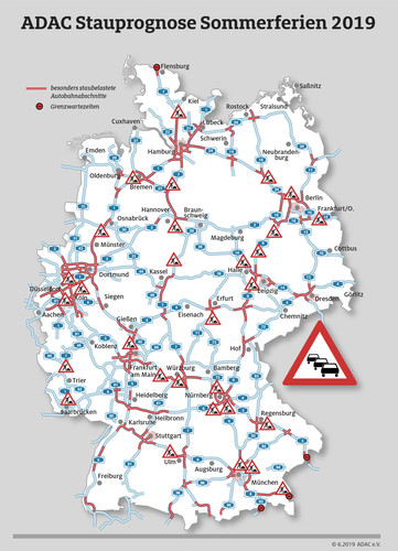 Infografik: Stausituation auf Deutschlands Fernstraßen September 2019. 