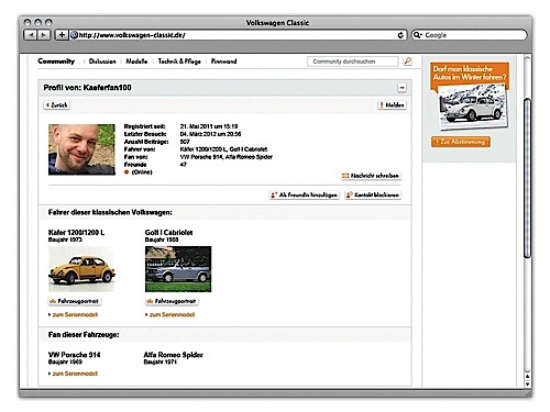 Internetauftritt von Volkswagen Classic erweitert.