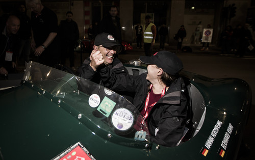 Jaguar bei der Mille Miglia 2013: Bernard Kuhnt und Hannah Herzsprung.