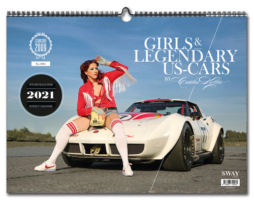 Kalender „Girls &amp; Legendary US-Cars 2021“.