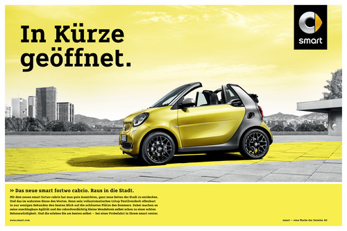 Kampagne zur Markteinführung des Smart Fortwo Cabrio.