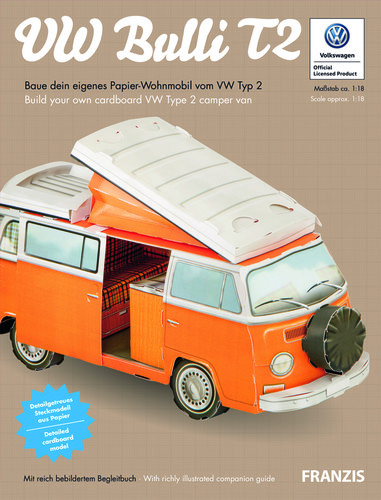 Kartonbausatz des VW T2 Campingbus aus dem Franzis-Verlag.
